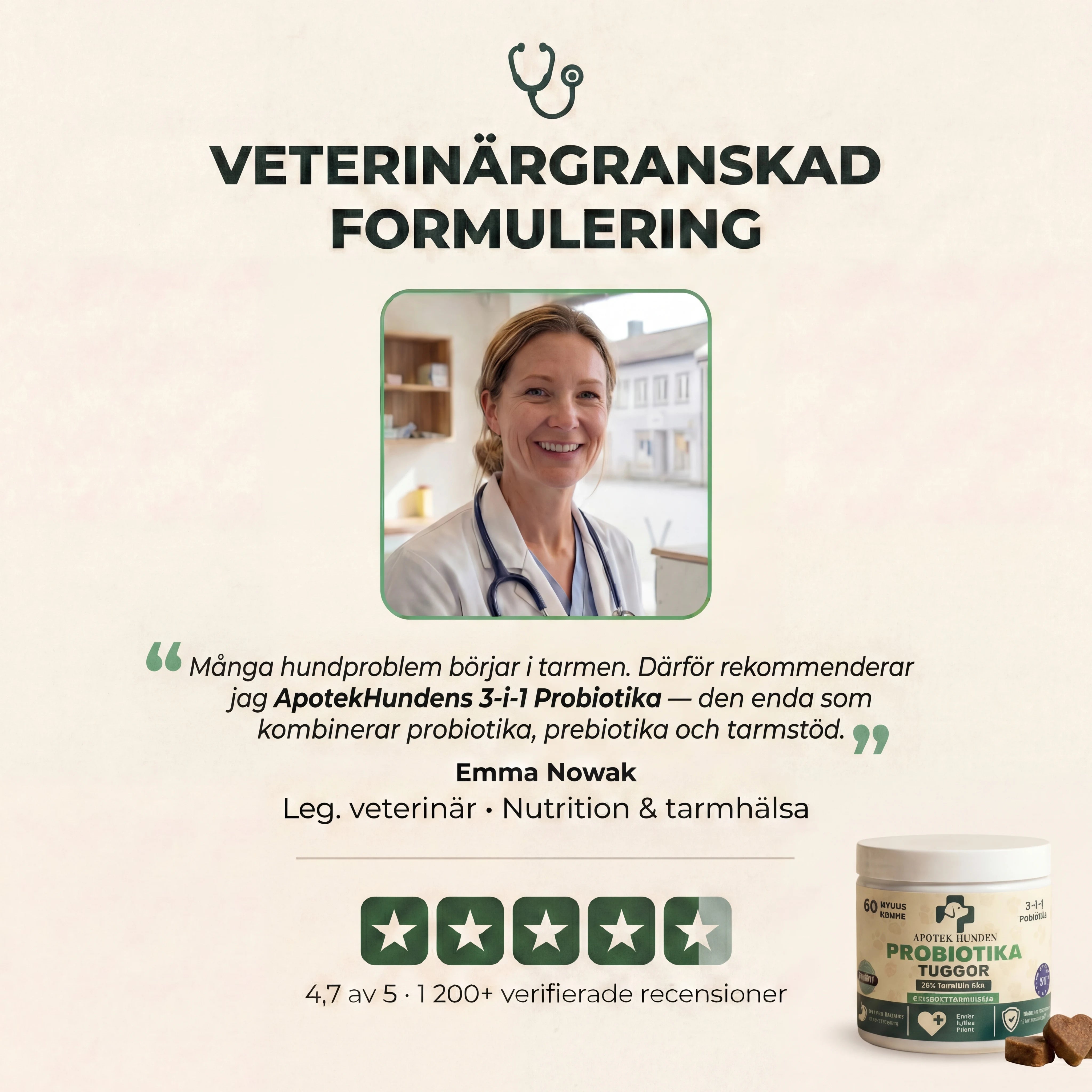 Apotek Hunden - 3-i-1 probiotika, der løser din hunds mave-, hud- og energiproblemer 