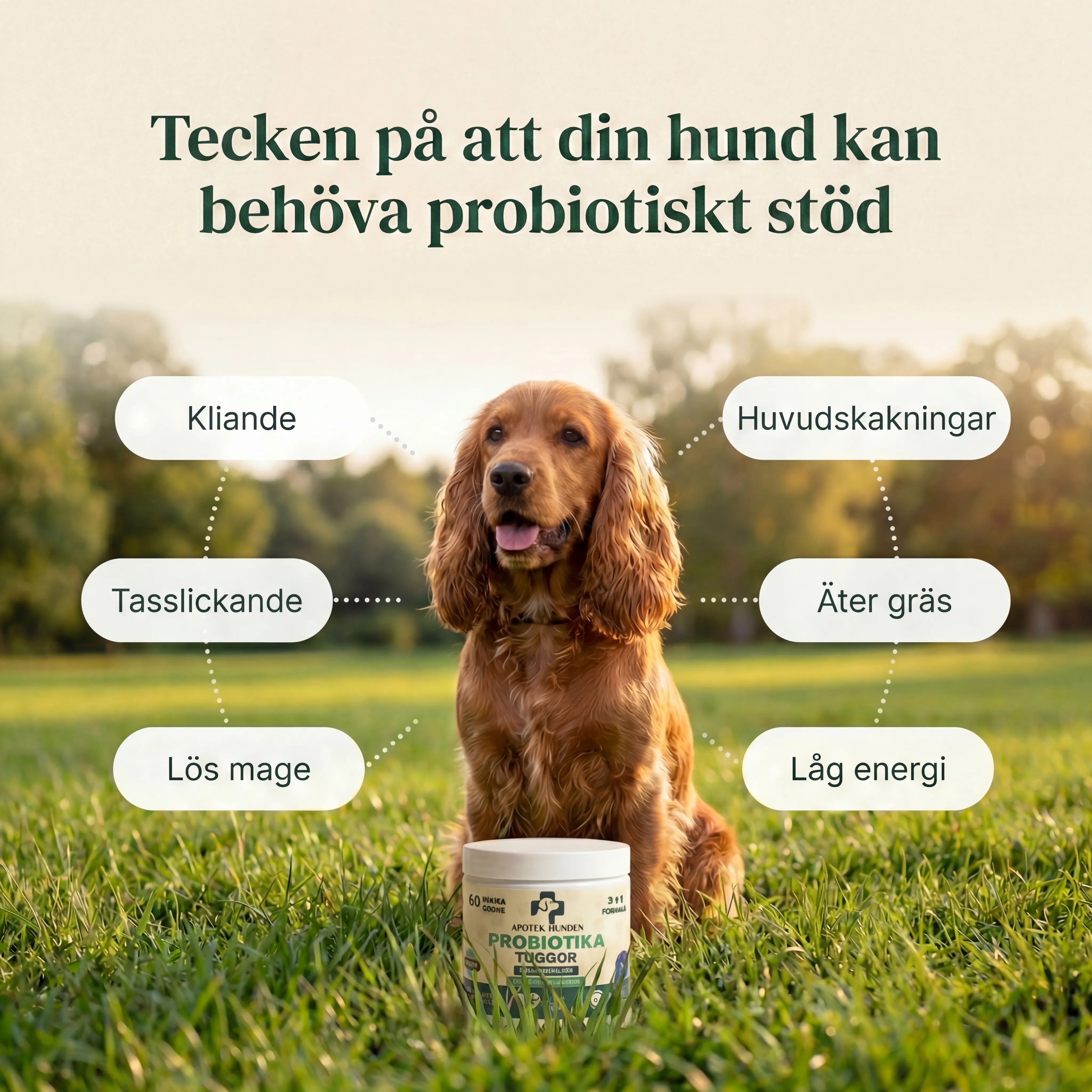 Apotek Hunden - 3-i-1 probiotika, der løser din hunds mave-, hud- og energiproblemer 