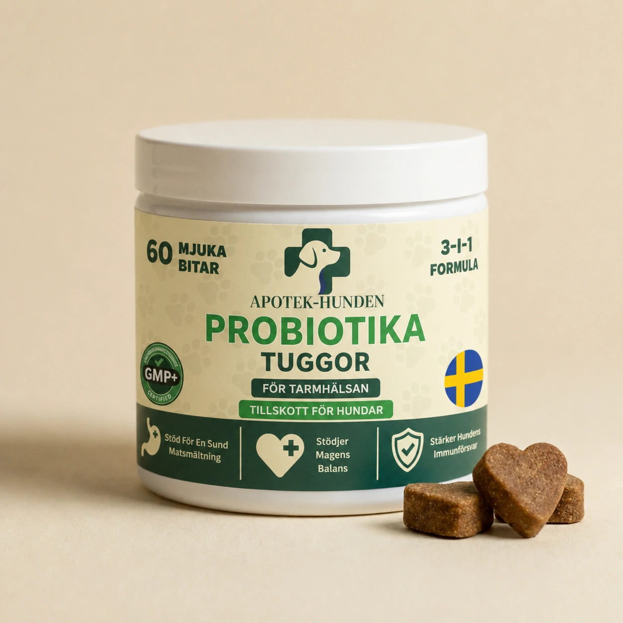 Apotek Hunden - 3-i-1 probiotika, der løser din hunds mave-, hud- og energiproblemer 